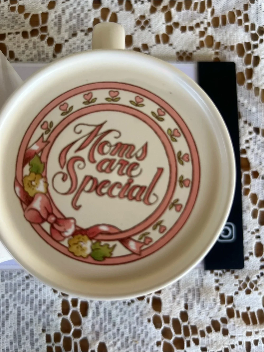 Country Kids Cream Ceramic Mug & Coaster Set - Pink and Brown Accents